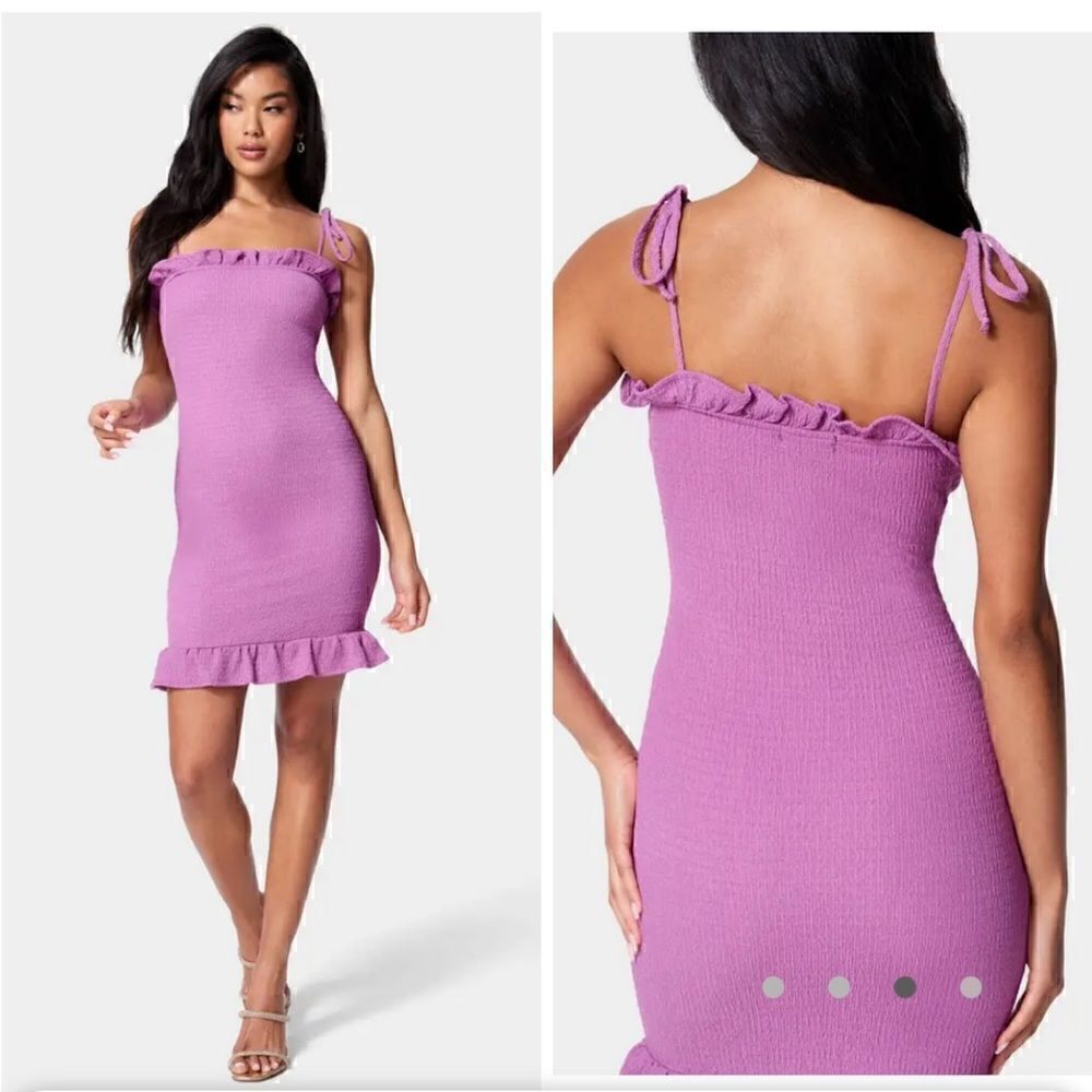 BEBE TIE STRAP CRINKLE MINI DRESS Size S NWOT